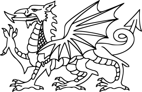 Stylised Dragon Outline Coloring Page